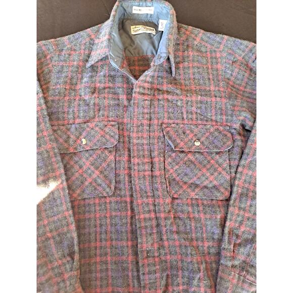 Sears Roebuck Men's Vintage Flannel Shirt Wool Blend Red Green Plaid M - Picture 2 of 3